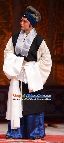 Chinese Hebei Clapper Opera Elderly Female Servant Garment Costumes and Headdress Chun Qiu Pei Traditional Bangzi Opera Dame Dress Laodan Apparels