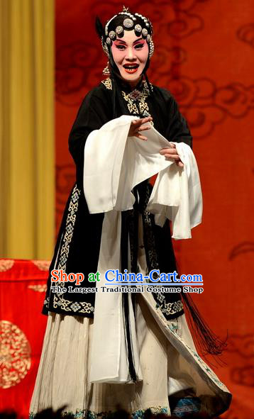 Chinese Hebei Clapper Opera Rich Female Garment Costumes and Headdress Wang Baochuan Traditional Bangzi Opera Tsing Yi Dress Distress Maiden Apparels