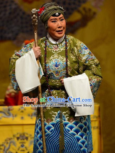 Chinese Hebei Clapper Opera Noble Female Garment Costumes and Headdress Wang Baochuan Traditional Bangzi Opera Elderly Woman Dress Dame Apparels