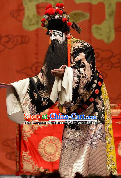 Wang Baochuan Chinese Bangzi Opera Treacherous Official Wei Hu Apparels Costumes and Headpieces Traditional Hebei Clapper Opera Laosheng Garment Painted Role Clothing