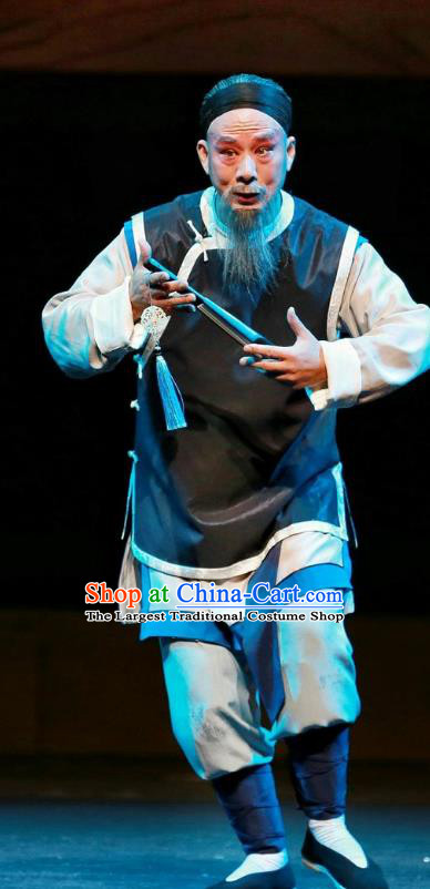 Cang Sheng Zai Shang Chinese Sichuan Opera Civilian Man Apparels Costumes and Headpieces Peking Opera Highlights Elderly Male Garment Laosheng Clothing