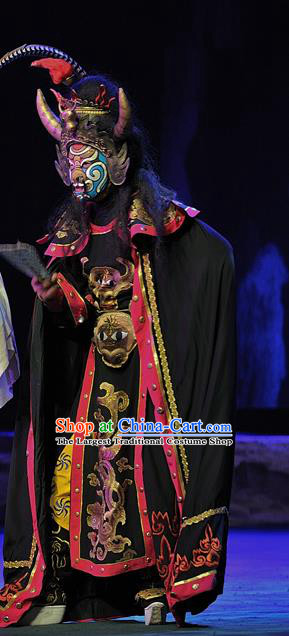 The Mountain of Fire Chinese Sichuan Opera Martial Male Apparels Costumes and Headpieces Peking Opera Highlights Wusheng Garment Bull Demon King Clothing