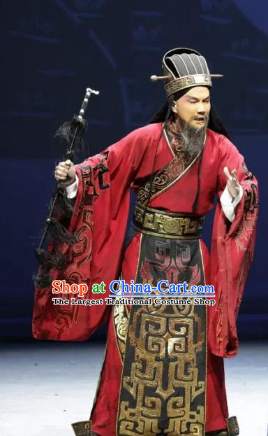 Luo Xiahong Chinese Sichuan Opera Minister Apparels Costumes and Headpieces Peking Opera Highlights Official Garment Elderly Male Clothing