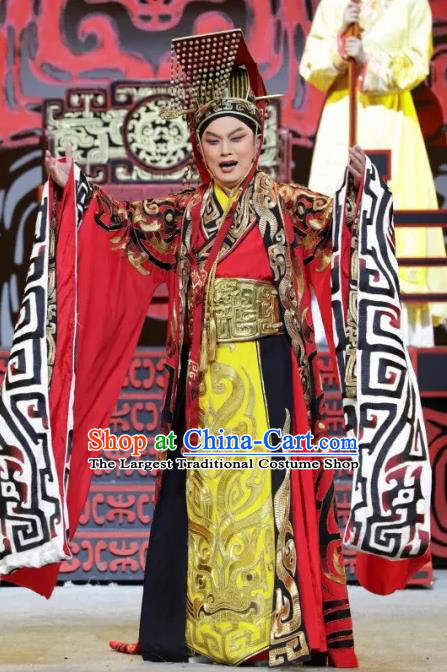 Luo Xiahong Chinese Sichuan Opera Young Male Apparels Costumes and Headpieces Peking Opera Highlights Xiaosheng Garment Emperor Han Wu Clothing