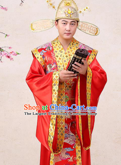 Chinese Ancient Prince Wedding Hanfu Apparels Traditional Tang Dynasty Nobility Childe Historical Costumes and Headwear Complete Set