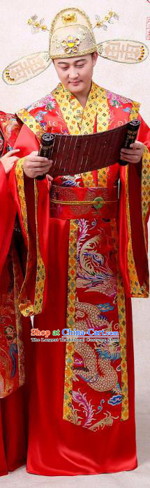 Chinese Ancient Prince Wedding Hanfu Apparels Traditional Tang Dynasty Nobility Childe Historical Costumes and Headwear Complete Set