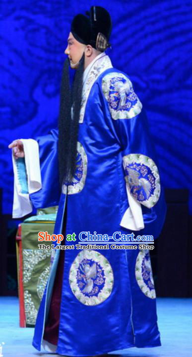 Zhen Zhu Shan Chinese Bangzi Opera Laosheng Apparels Costumes and Headpieces Traditional Hebei Clapper Opera Elderly Male Garment Magistrate Wu Jie Clothing