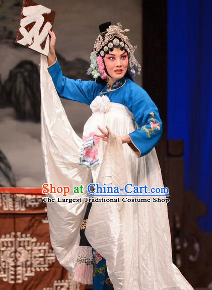 Chinese Hebei Clapper Opera Distress Maiden Garment Costumes and Headdress Sheng Si Pai Traditional Bangzi Opera Hua Tan Dress Diva Huang Xiulan Apparels