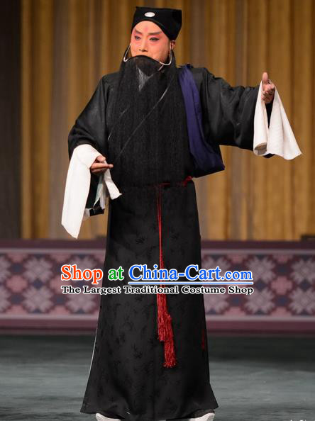 Dou E Yuan Chinese Bangzi Opera Elderly Male Apparels Costumes and Headpieces Traditional Hebei Clapper Opera Laosheng Garment Sai Luyi Clothing