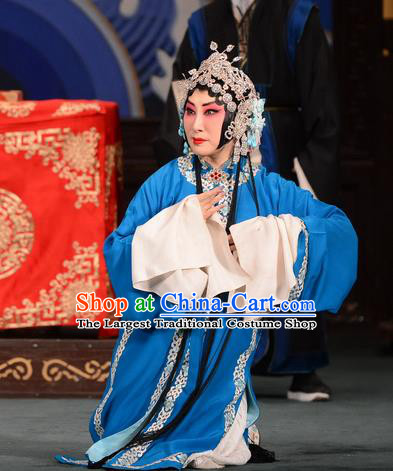Chinese Hebei Clapper Opera Actress Garment Costumes and Headdress Dou E Yuan Traditional Bangzi Opera Female Dress Country Woman Apparels