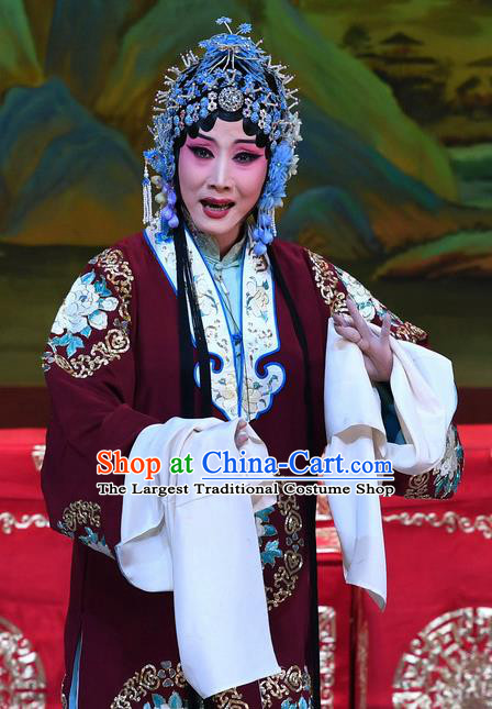 Chinese Hebei Clapper Opera Young Mistress Garment Costumes and Headdress Xue Gang Fan Tang Traditional Bangzi Opera Rich Female Dress Actress Apparels