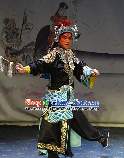 Tai Cheng Liu Chinese Bangzi Opera Swordsman Apparels Costumes and Headpieces Traditional Hebei Clapper Opera Wusheng Garment Martial Male Clothing