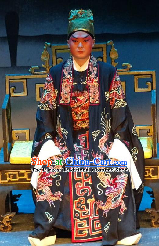 Tai Cheng Liu Chinese Bangzi Opera King Xiao Yan Apparels Costumes and Headpieces Traditional Hebei Clapper Opera Lord Garment Monarch Clothing