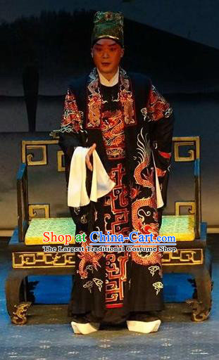 Tai Cheng Liu Chinese Bangzi Opera King Xiao Yan Apparels Costumes and Headpieces Traditional Hebei Clapper Opera Lord Garment Monarch Clothing