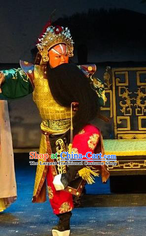 Tai Cheng Liu Chinese Bangzi Opera General Xiao Baoyin Apparels Costumes and Headpieces Traditional Hebei Clapper Opera Painted Role Garment Armor Clothing