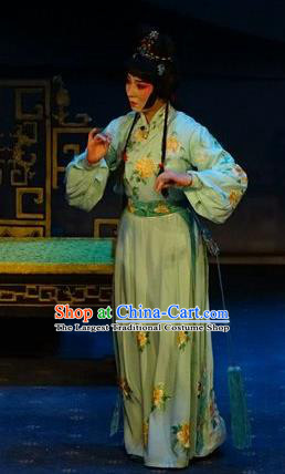 Chinese Hebei Clapper Opera Young Lady Garment Costumes and Headdress Tai Cheng Liu Traditional Bangzi Opera Hua Tan Dress Actress Apparels
