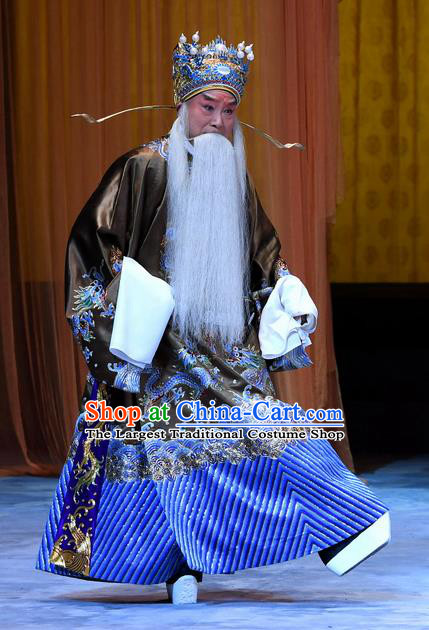 Xue Gang Fan Tang Chinese Bangzi Opera Elderly Male Apparels Costumes and Headpieces Traditional Hebei Clapper Opera Laosheng Garment Official Xu Ce Clothing