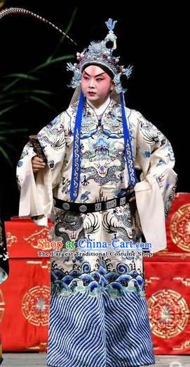 Broadsword Wang Huainv Chinese Bangzi Opera Xiaosheng Apparels Costumes and Headpieces Traditional Hebei Clapper Opera General Yang Yanzhao Garment Young Male Clothing