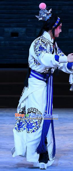 Xue Gang Fan Tang Chinese Bangzi Opera Young Boy Apparels Costumes and Headpieces Traditional Hebei Clapper Opera Martial Male Garment Xue Jiao Clothing