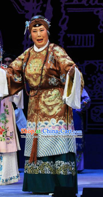 Chinese Hebei Clapper Opera Old Dame Garment Costumes and Headdress Kou Zhun Traditional Bangzi Opera Elderly Female Dress Laodan She Saihua Apparels