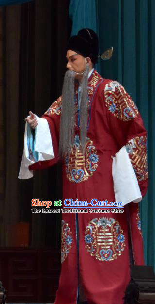 Xiao Yan Chinese Bangzi Opera Elderly Male Dong Zhuo Apparels Costumes and Headpieces Traditional Hebei Clapper Opera Laosheng Garment Landlord Clothing