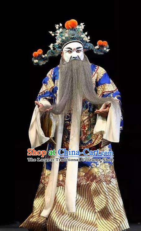 Chun Qiu Bi Chinese Bangzi Opera Jing Role Apparels Costumes and Headpieces Traditional Hebei Clapper Opera Laosheng Garment Prime Minister Xu Xianzhi Clothing