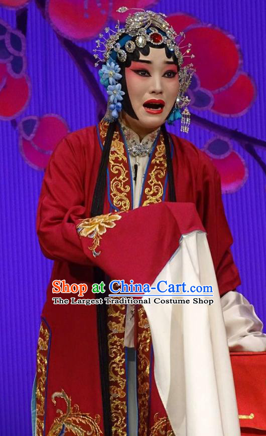 Chinese Hebei Clapper Opera Young Mistress Gu Fengying Garment Costumes and Headdress Chun Qiu Bi Traditional Bangzi Opera Actress Dress Diva Apparels