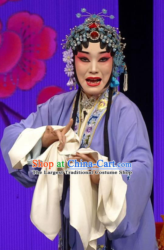 Chinese Hebei Clapper Opera Diva Gu Fengying Garment Costumes and Headdress Chun Qiu Bi Traditional Bangzi Opera Actress Dress Young Female Apparels