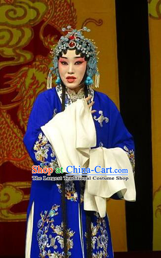 Chinese Hebei Clapper Opera Hua Tan Garment Costumes and Headdress Chun Qiu Bi Traditional Bangzi Opera Diva Gu Fengying Dress Dame Apparels