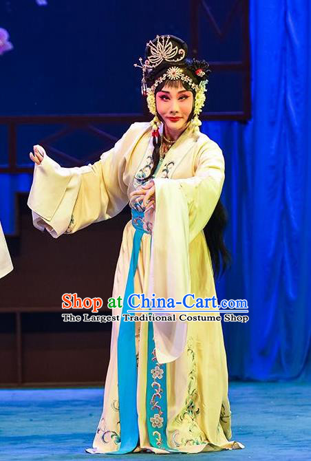 Chinese Hebei Clapper Opera Young Lady Garment Costumes and Headdress Zhong Kui Traditional Bangzi Opera Hua Tan Dress Actress Apparels