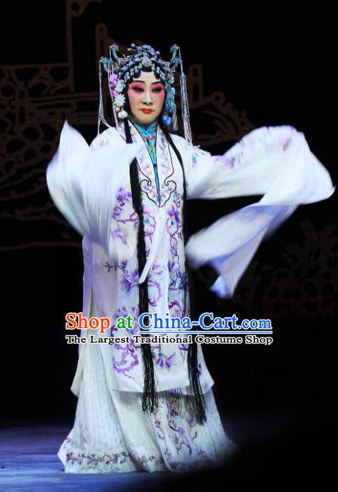 Chinese Hebei Clapper Opera Infanta Chai Garment Costumes and Headdress Kou Zhun Traditional Bangzi Opera Actress Dress Young Woman Apparels