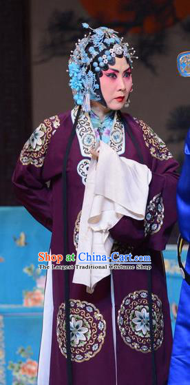 Chinese Hebei Clapper Opera Young Mistress Garment Costumes and Headdress The Butterfly Chalice Traditional Bangzi Opera Actress Dress Hua Tan Apparels