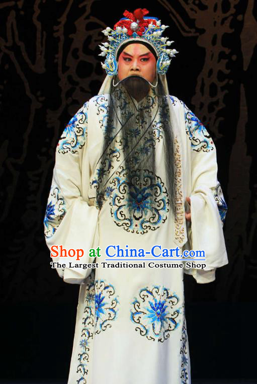 Kou Zhun Chinese Bangzi Opera Elderly Yang Yanzhao Apparels Costumes and Headpieces Traditional Hebei Clapper Opera Martial Man Garment Clothing