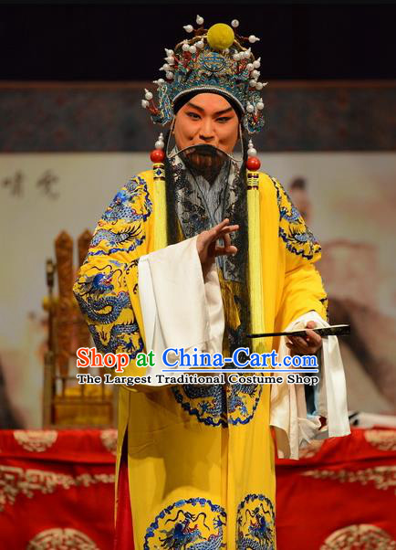 Yuan Men Zhan Zi Chinese Bangzi Opera Royal Highness Apparels Costumes and Headpieces Traditional Hebei Clapper Opera Laosheng Garment Lord Clothing