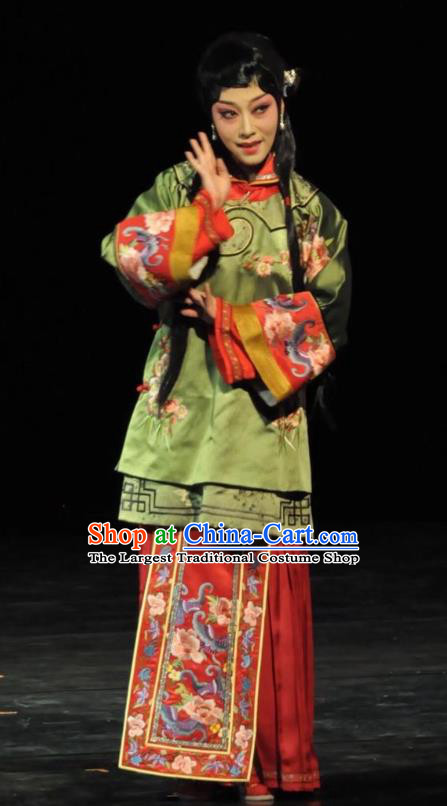 Chinese Hebei Clapper Opera Young Beauty Jiang Changan Garment Costumes and Headdress Golden Lock Notes Traditional Bangzi Opera Diva Dress Actress Apparels