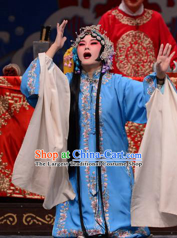 Chinese Hebei Clapper Opera Distress Maiden Li Shuping Garment Costumes and Headdress Chen Sanliang Traditional Bangzi Opera Young Female Dress Diva Apparels