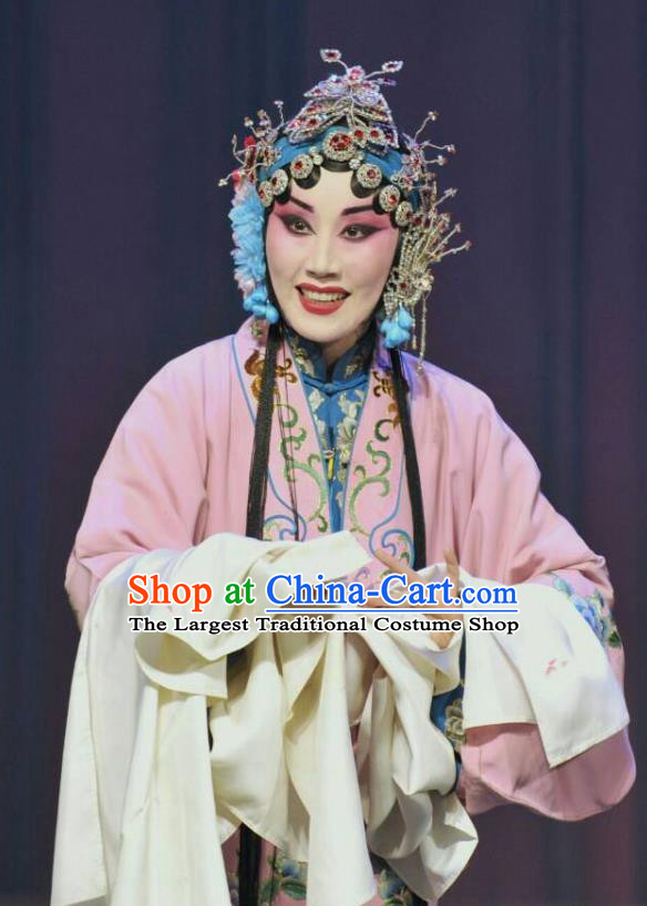 Chinese Hebei Clapper Opera Actress Garment Costumes and Headdress Traditional Bangzi Opera Young Female Dress Hua Tan Lin Huiying Apparels