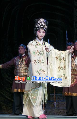 Chinese Hebei Clapper Opera Actress Garment Costumes and Headdress Te Bai City Traditional Bangzi Opera Hua Tan Dress Princess Apparels