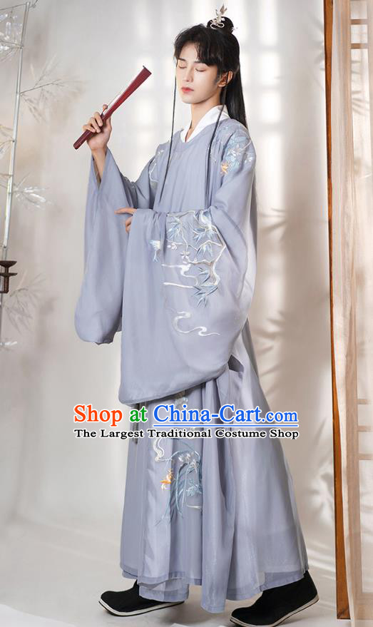 Chinese Ancient Nobility Childe Embroidered Hanfu Clothing Apparels Traditional Ming Dynasty Royal Prince Historical Costumes for Men