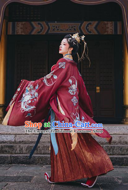 Chinese Ancient Court Princess Embroidered Hanfu Dress Apparels Traditional Jin Dynasty Noble Infanta Historical Costumes Complete Set