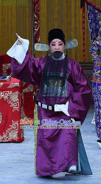 In Extremely Good Fortune Chinese Bangzi Opera Minister Lu Su Apparels Costumes and Headpieces Traditional Hebei Clapper Opera Official Garment Laosheng Clothing