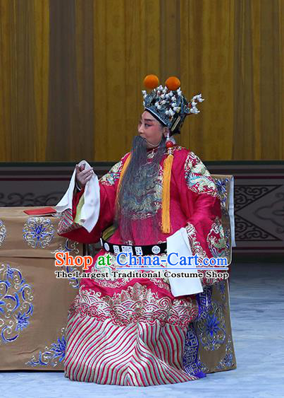 In Extremely Good Fortune Chinese Bangzi Opera Monarch Apparels Costumes and Headpieces Traditional Hebei Clapper Opera Elderly Male Garment Lord Liu Bei Clothing