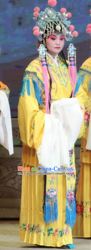 Chinese Shanxi Clapper Opera Figurant Garment Costumes and Headdress Traditional Bangzi Opera Court Maid Dress Palace Lady Apparels