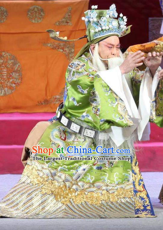 Chinese Bangzi Opera Official Apparels Costumes and Headpieces Traditional Shanxi Clapper Opera Laosheng Garment Elderly Male Clothing