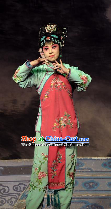 Chinese Shanxi Clapper Opera Young Beauty Feng Xiangluo Garment Costumes and Headdress Xiang Luo Hen Traditional Bangzi Opera Xiaodan Dress Actress Apparels