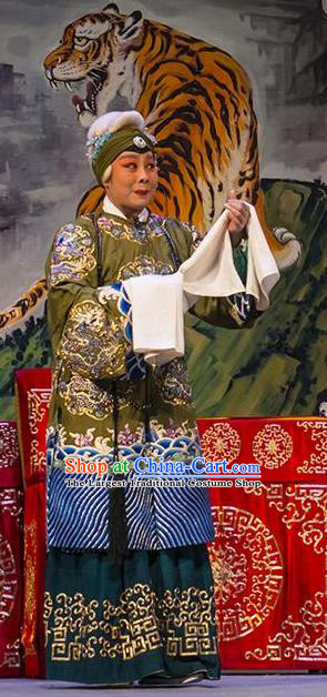 Chinese Shanxi Clapper Opera Laodan She Saihua Garment Costumes and Headdress San Guan Pai Yan Traditional Bangzi Opera Elderly Female Dress Dame Apparels