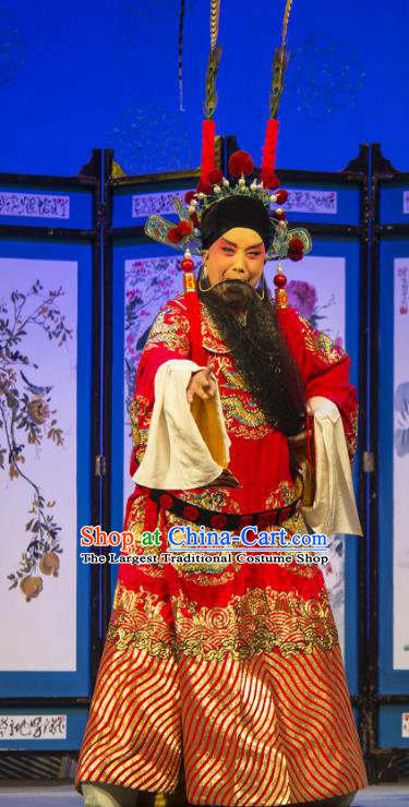 San Guan Pai Yan Chinese Bangzi Opera Military Officer Yang Yanhui Apparels Costumes and Headpieces Traditional Shanxi Clapper Opera Elderly Male Garment Clothing