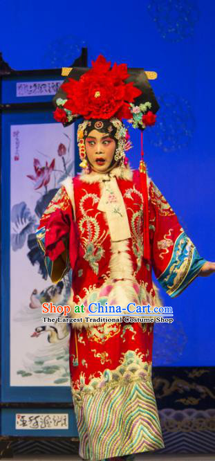 Chinese Shanxi Clapper Opera Actress Garment Costumes and Headdress San Guan Pai Yan Traditional Bangzi Opera Young Female Dress Princess Apparels