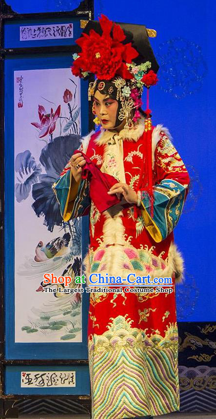 Chinese Shanxi Clapper Opera Actress Garment Costumes and Headdress San Guan Pai Yan Traditional Bangzi Opera Young Female Dress Princess Apparels