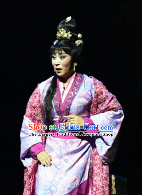 Chinese Shanxi Clapper Opera Imperial Consort Li Garment Costumes and Headdress Ping Cheng Fu Traditional Bangzi Opera Diva Dress Young Female Apparels